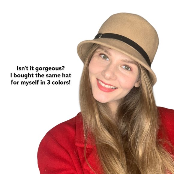 Karen Studio Accessories - Perfect Bucket / Cloche Hat with in beige. New!